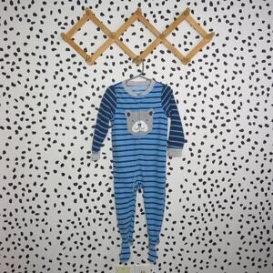 Carter’s Blue Striped Bear Toddler Fleece Footed Sleeper Pajamas
